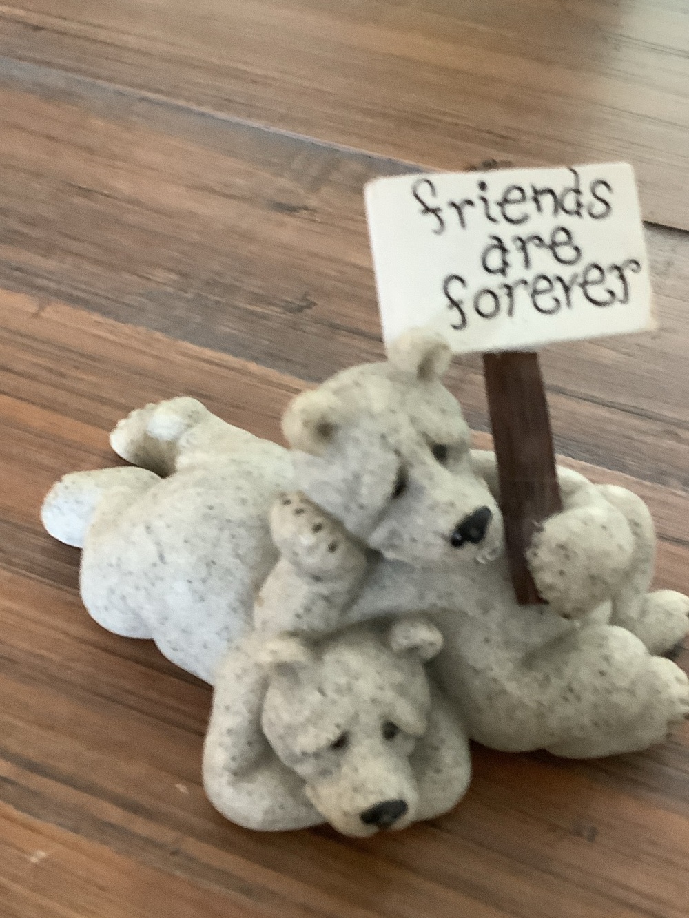 Speckled White Bear Figurine 'Friends Are Forever' Decorative Accent